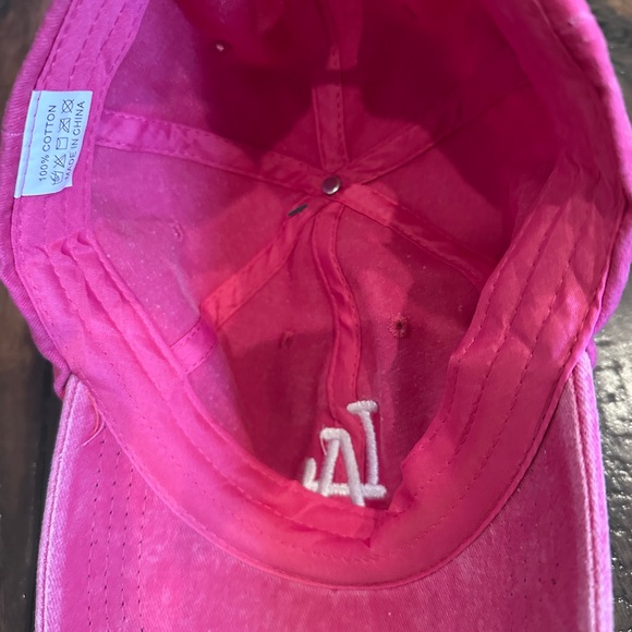 LA Embroidered Baseball Hat-Pink - Picture 4 of 5